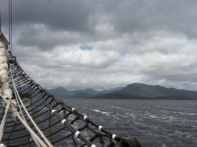 Landscape through the bowsprit